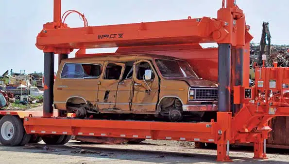 Van getting crushed at the scrap yard